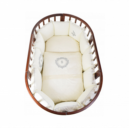 Комплект в кроватку Nuovita Giardino reale, 6 предметов с бортиком из 12 подушек, цвет – шампань  